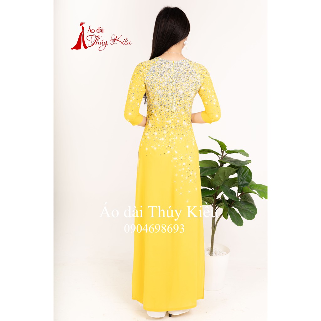 Áo dài nữ may sẵn trung niên thiết kế đẹp cách tân tết vàng K38 Thúy Kiều mềm mại, co giãn, áo dài giá rẻ