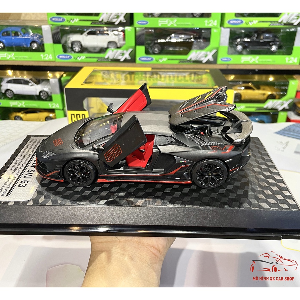 Mô hình xe ô tô hợp kim Lamborghini Aventador SVJ63 tỉ lệ 1:24 hãng MSZ 2 màu