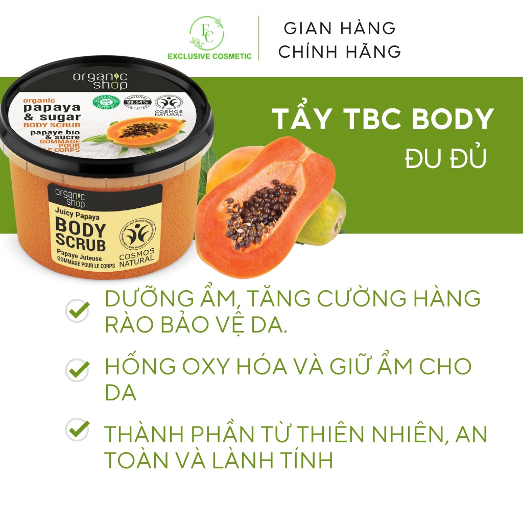 Tẩy Tế Bào Chết Toàn Thân Organic Shop Body Scrub Juicy Papaya 250ml