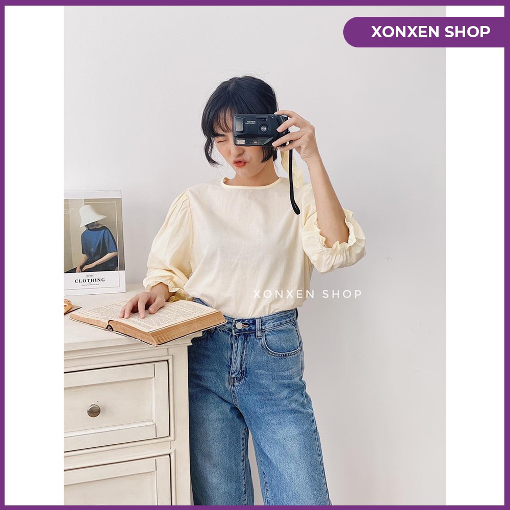 Áo sơ mi kiểu công sở tay lỡ cổ tròn XONXEN SHOP TAM KỲ 269 HÙNG VƯƠNG free size mã 9051