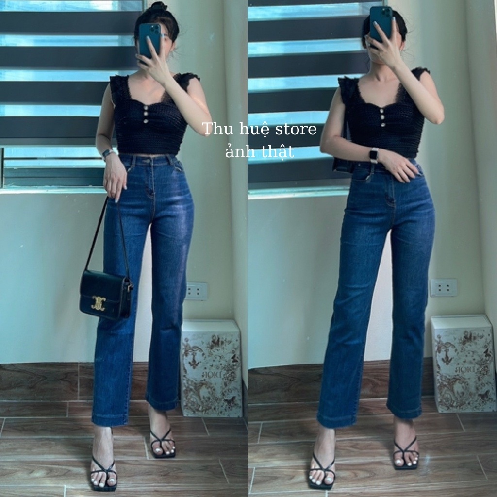 Quần Jean Ống Đứng,Quần Bò Lưng Cao Co Dãn