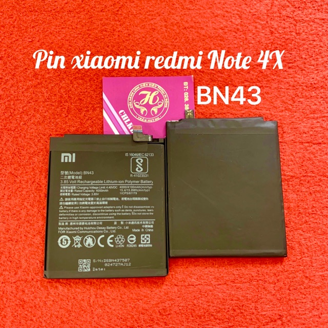 Pin xiaomi redmi note 4X zin - kí hiệu trên pin BN43