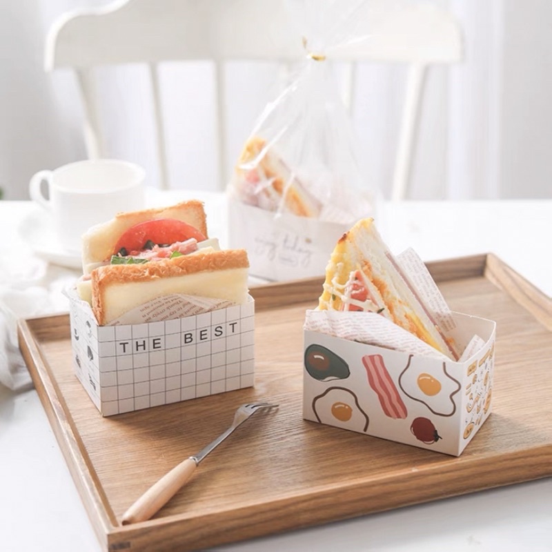 Set 10 hộp đựng sandwich kèm túi đựng và dây buộc