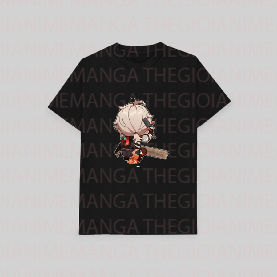 Áo thun phông đen in hình nhân vật KAZUHA game GENSHIN IMPACT chibi anime thời trang nam nữ cá tính