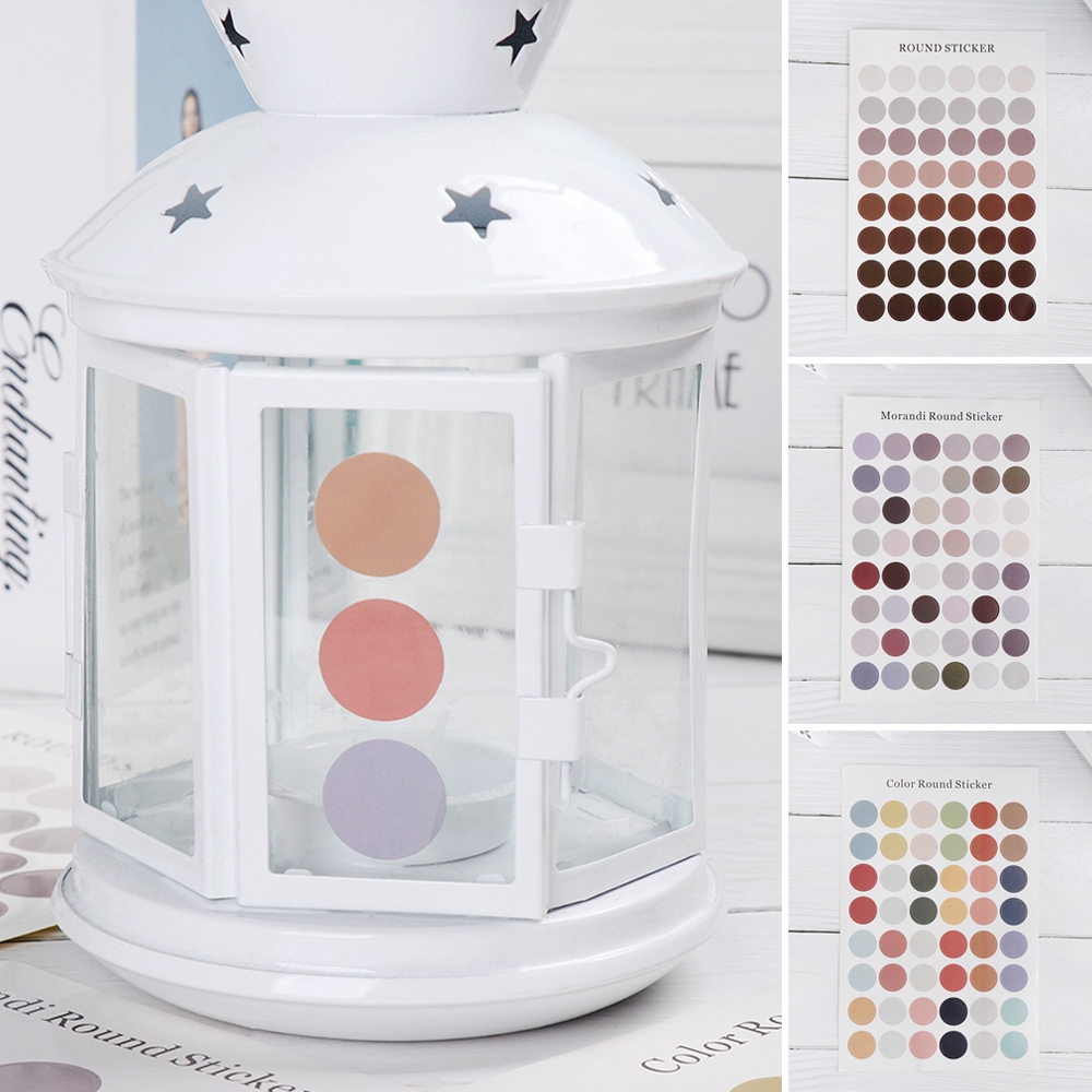Set 1/5 tấm sticker hình tròn trơn màu trang trí sổ tay