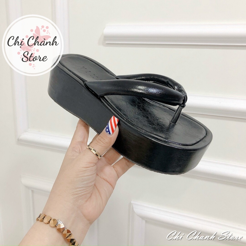 Dép Kẹp Xuồng 5p Chất Da Mềm Quai Ống Mịn Ôm Chân Chất Nhẹ Đi Êm Chân Dép Kẹp Đế Cao Màu Đen Trắng Nâu Chị Chảnh Store