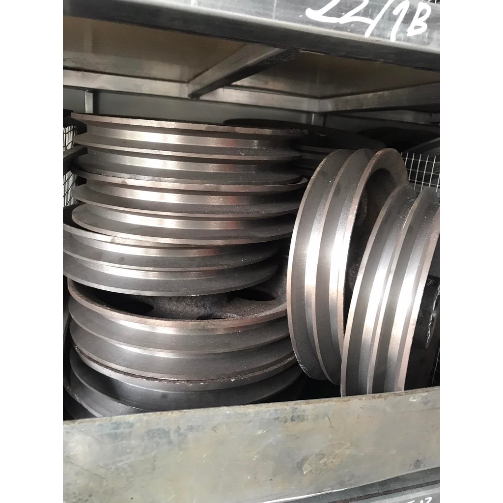 BuLy Gang 220mm 2 Rãnh B lỗ trục 24 - 28 Bánh Xe Cao Su BL220/2B