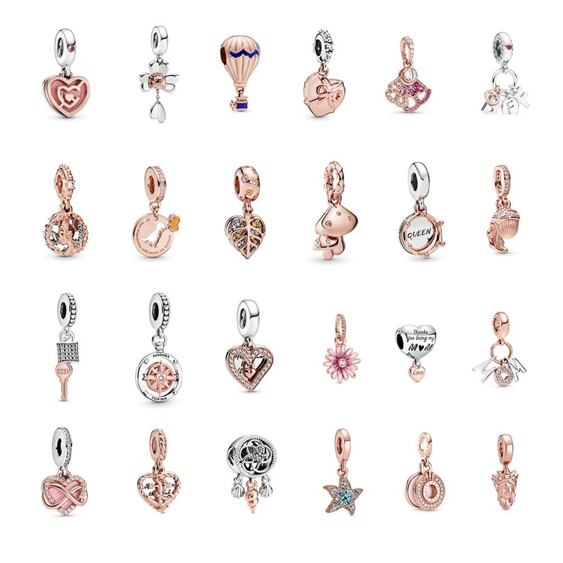 PANDORA Hạt Charm Bạc 925 Hình Sao Biển Màu Vàng Hồng Dùng Làm Trang Sức Thủ Công