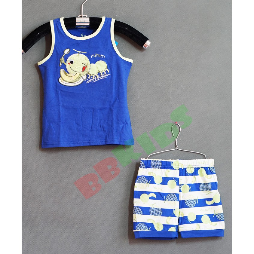 Bộ thun bé trai mùa hè thêu chú sâu ham ăn cá chép rồng gấu hồ lô nhiều họa tiết đáng yêu