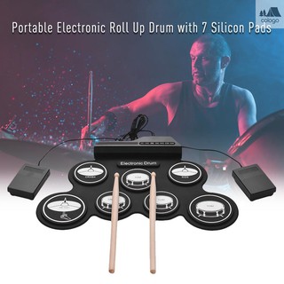 Bộ nhạc cụ trống 7 miếng đệm với bàn đạp bằng silicon kết nối cổng USB cho trẻ mới bắt đầu học chơi nhạc