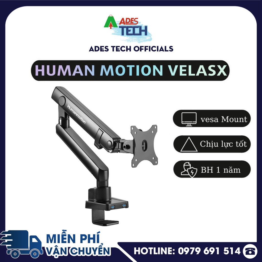 Giá Đỡ Màn Hình Máy Tính Human Motion VelasX (Màu đen) | Giá Treo Màn HÌnh 17 đến 35 inch | Bảo Hành 24 Tháng