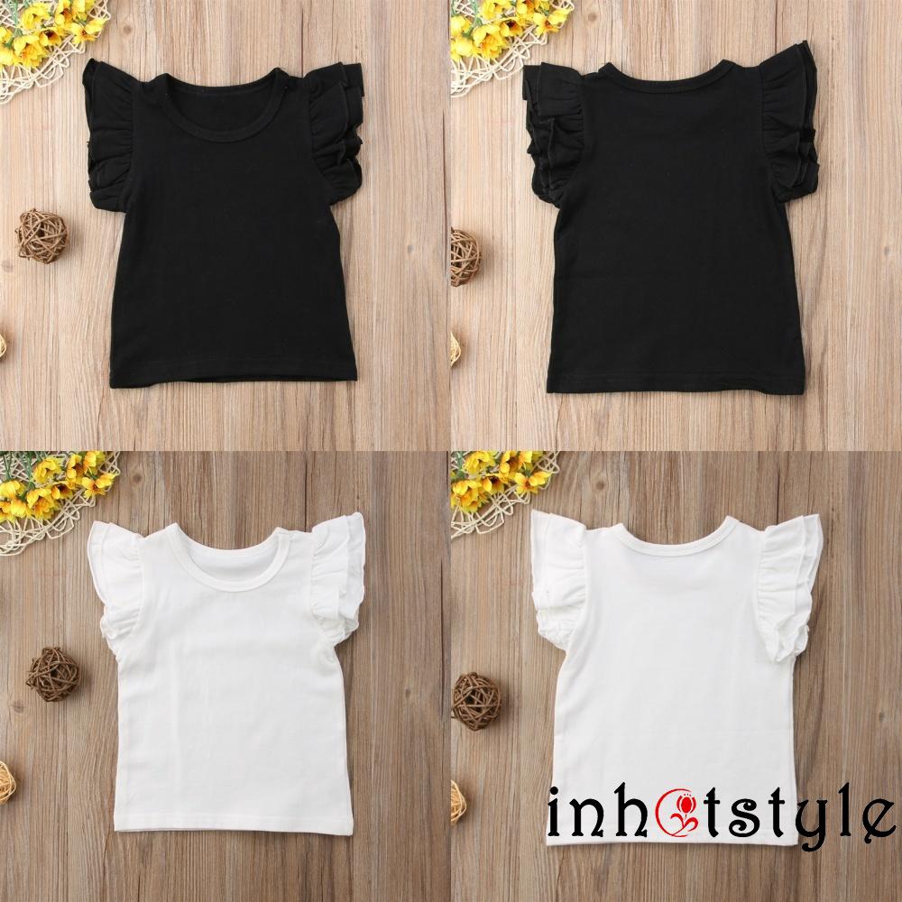 Áo tay cánh tiên , vải cotton , màu trơn cho bé gái