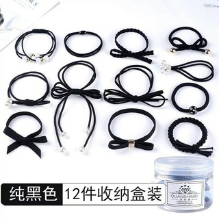 Hộp 12 dây nơ chun buộc tóc các mẫu