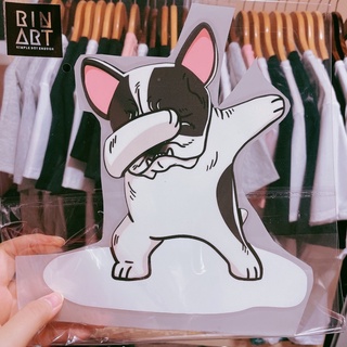 Decal ủi nhiệt chó pug sữa | Logo Sticker Patch in áo ủi trực tiếp lên vải - Rinart.vn
