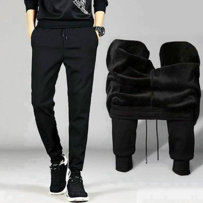 Quần nỉ lót lông nam siêu ấm chống chọi đại hàn dáng Jogger thể thao chất dày dặn co dãn tốt