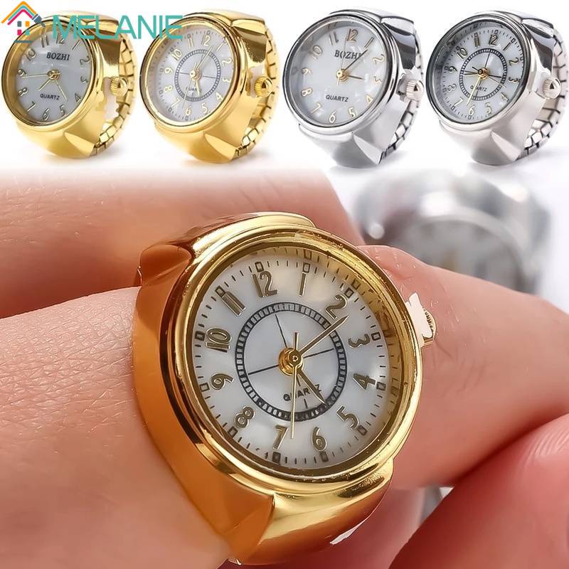 Nhẫn Mặt Đồng Hồ Thạch Anh Tròn Mini Sáng Tạo Kiểu Cổ Điển Thời Trang Cho Cặp Đôi
