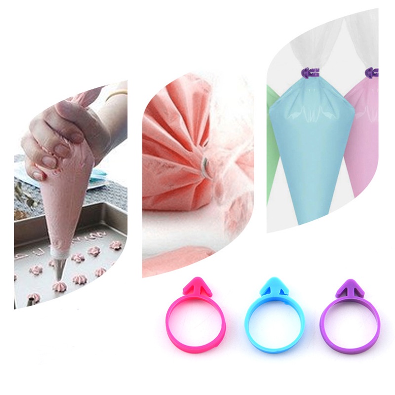 10pcs/set Self-locking Reusable Silicone Sealing Clip Rubber Band Lashing Icing Piping Bag Circle Buckle Pastry Bags Ties Fixed Rings