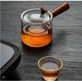 Ấm trà thủy tinh quai gỗ 400ml