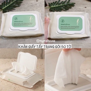 Khăn giấy tẩy trang INNISFREE GREEN BARLEY MULTI CLEANSING TISSUE