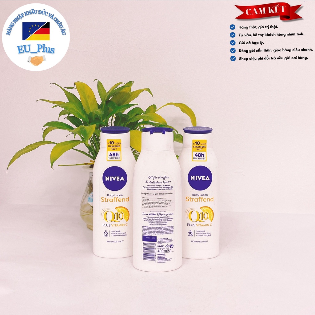 [HÀNG ĐỨC] Sữa Dưỡng Thể Nivea Body Milk Q10 + Vitamin C Cho Da Khô và da thường, 400ml