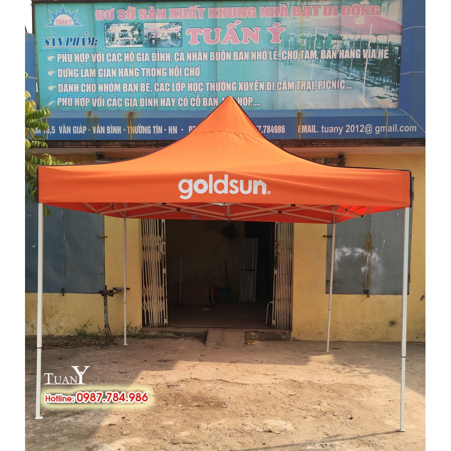 [Hàng Việt Nam] Nhà bạt di động 3mx4.5m MÀU CAM, lều bạt bán hàng đa năng tiện lợi