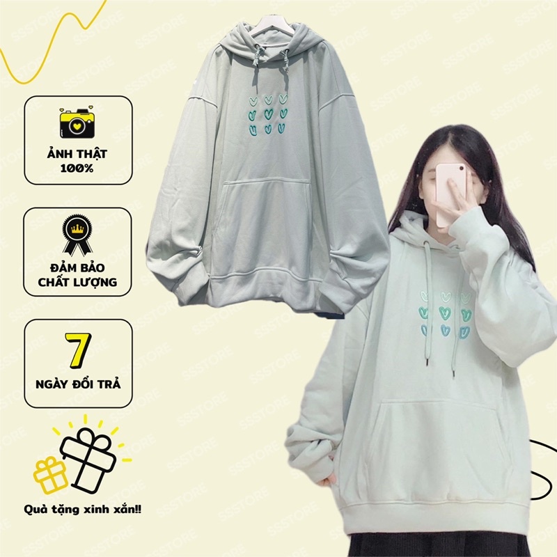 áo hoodie trái tim màu xanh unisex ảnh thật SSSTore ( nam nữ mặc đều được) | BigBuy360 - bigbuy360.vn