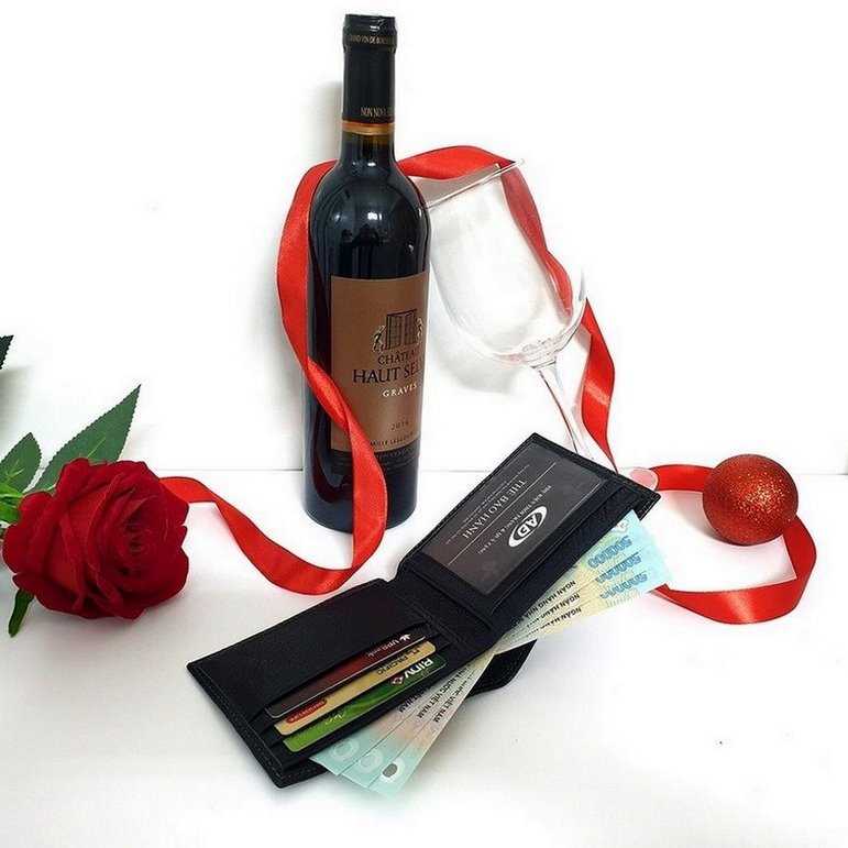 Thiết kế 2023 - Quà tặng noel/quà tặng valentine-Lễ tình nhân/COMBO thắt lưng - ví da nam FULL túi hộp quà tặng y hình