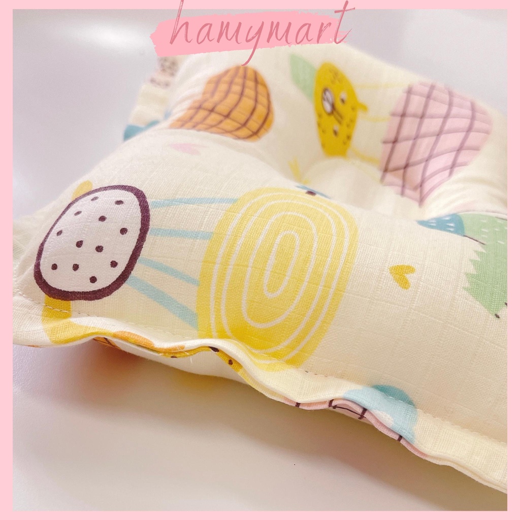 Gối lõm sơ sinh Hamymart chống bẹp đầu bông lông vũ siêu mềm cho bé ( Ảnh thật)