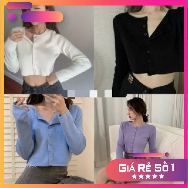 [RẺ VÔ ĐỊCH Áo Croptop Yan Cổ Tim Tay Dài Phối Khuy Unisex