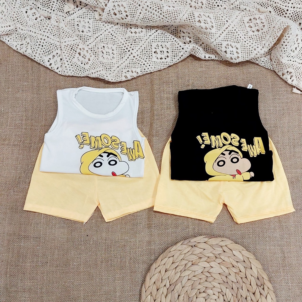 Đồ bộ bé trai và đồ bộ bé gái AM948 TTR209 - bộ quần áo trẻ em ba lỗ hình shin TTR74