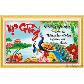 Tranh Thêu Chữ Thập Thư Pháp Vợ Chồng 222961-57x36cm