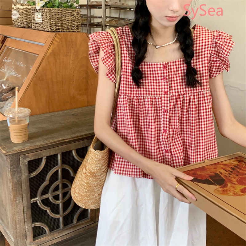 Áo Sơ Mi Ca Rô Thời Trang Mùa Hè Hàn Quốc Dành Cho Nữ