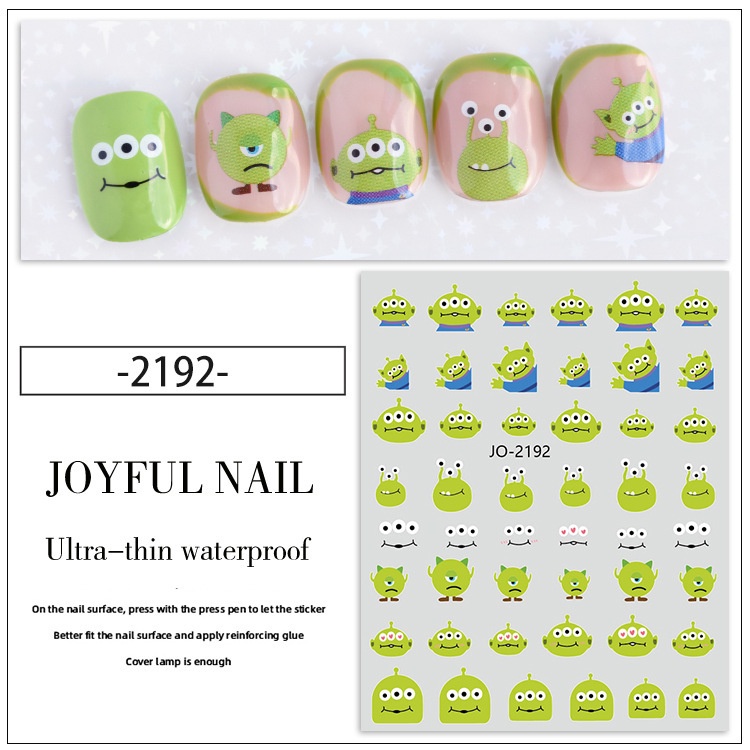 Miếng Dán Trang Trí Móng Tay Họa Tiết Hoạt Hình Mắt Mèo / Quái Vật Kiểu Pháp Dễ Thương
