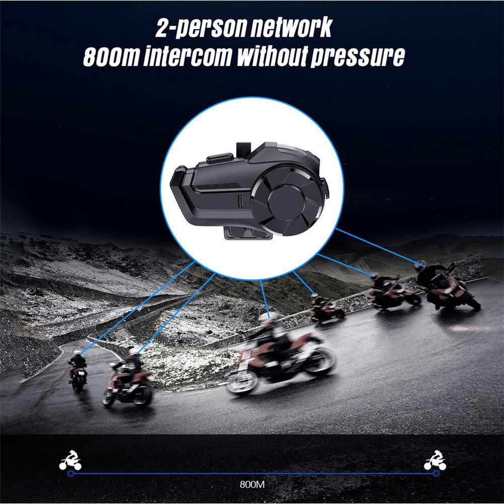 Bộ Đàm Liên Lạc Gắn Mũ Bảo Hiểm Xe Máy Bluetooth 5.0 800M Tích Hợp FM