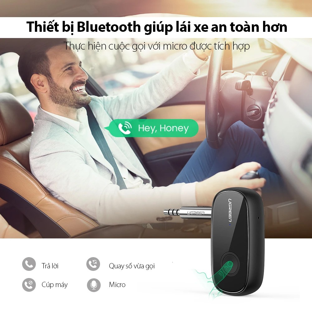 Bộ nhận âm thanh 5.0 APTX Bluetooth độ trễ thấp có mic 1 đầu cái 3.5mm UGREEN CM279