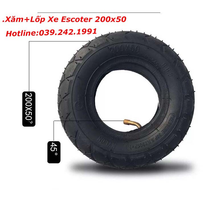 Vỏ Và Ruột | Săm Lốp Xe Điện Escoter Bánh 8inch Thông Số Bánh Xe 200x50