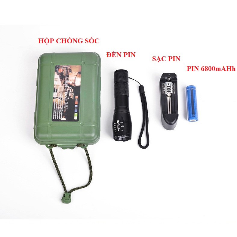 Đèn pin siêu sáng T6 gồm Pin + sạc + hộp rẻ như bán sỉ 100% giá rẻ số 1 giảm giá 50% mua ngay