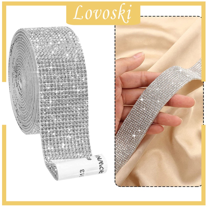Cuộn Dây Ruy Băng Đính Đá Giả Kim Cương Tự Dính 1.4cm Dùng Trang Trí Xe Hơi DIY