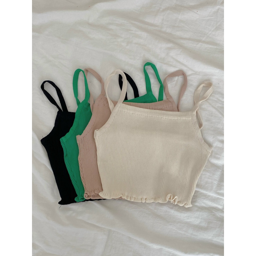 Áo 2 dây croptop len tăm thun ôm body sexy nhiều màu