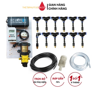 Trọn bộ tưới phun sương vườn lan vườn cây cảnh tự động hẹn giờ tưới 12 béc đồng -MHL