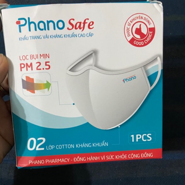 Khẩu trang vải kháng khuẩn cao cấp 2 lớp Phano Safe- pharmacy