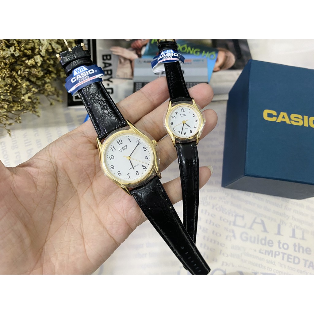 Đồng hồ đôi nam nữ dây da Casio Anh Khuê MTP/LTP 1094Q-7B1
