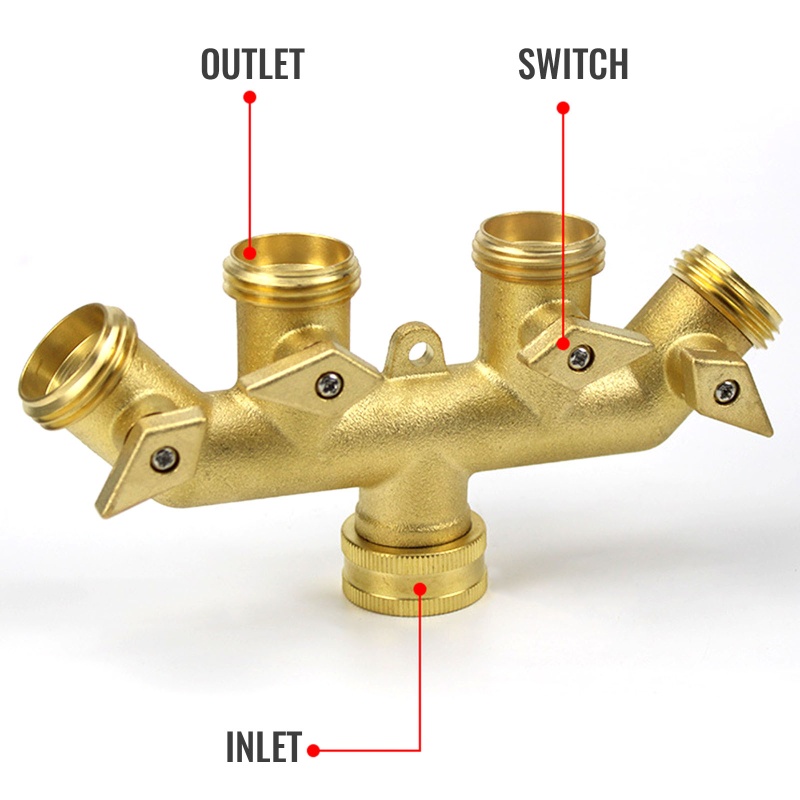 Đầu Nối Ống Nước Tưới Vườn 4 Chiều Kèm 4 Van Dễ Lắp Đặt