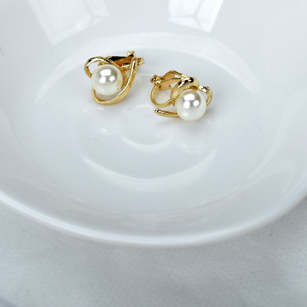 Khuyên kẹp vành tai hình trái tim đính ngọc trai nhân tạo thời trang cho nữ