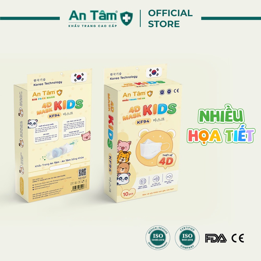 Khẩu Trang Y Tế 4D KF94 Cho Bé  [HCM-GIÁ SỈ]  Khẩu trang 4D trẻ em,4 lớp,nhiều họa tiết,chính hãng,an toàn cho bé.