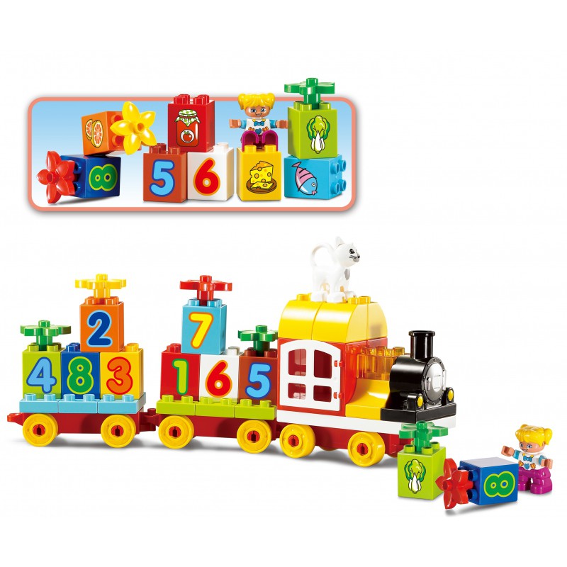 Bộ xếp hình Smoneo Duplo Lego Tàu Hỏa Chữ Số - 63 miếng