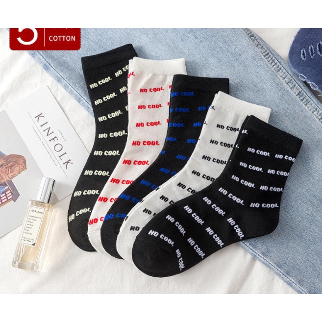 Vớ Tất cotton chữ NO COOL cao cổ Nam Nữ phong cách trẻ trung, năng động.