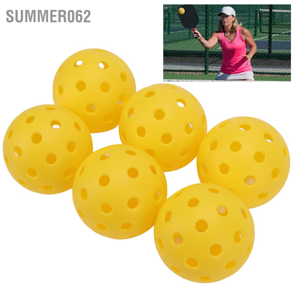 6 cái / bộ Pickleball Bộ nhựa có lỗ rỗng Màu vàng tiêu chuẩn ngoài trời Đào tạo Picklball