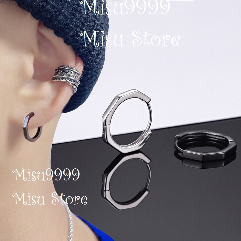 Khuyên titan bát giác cạnh nam nữ