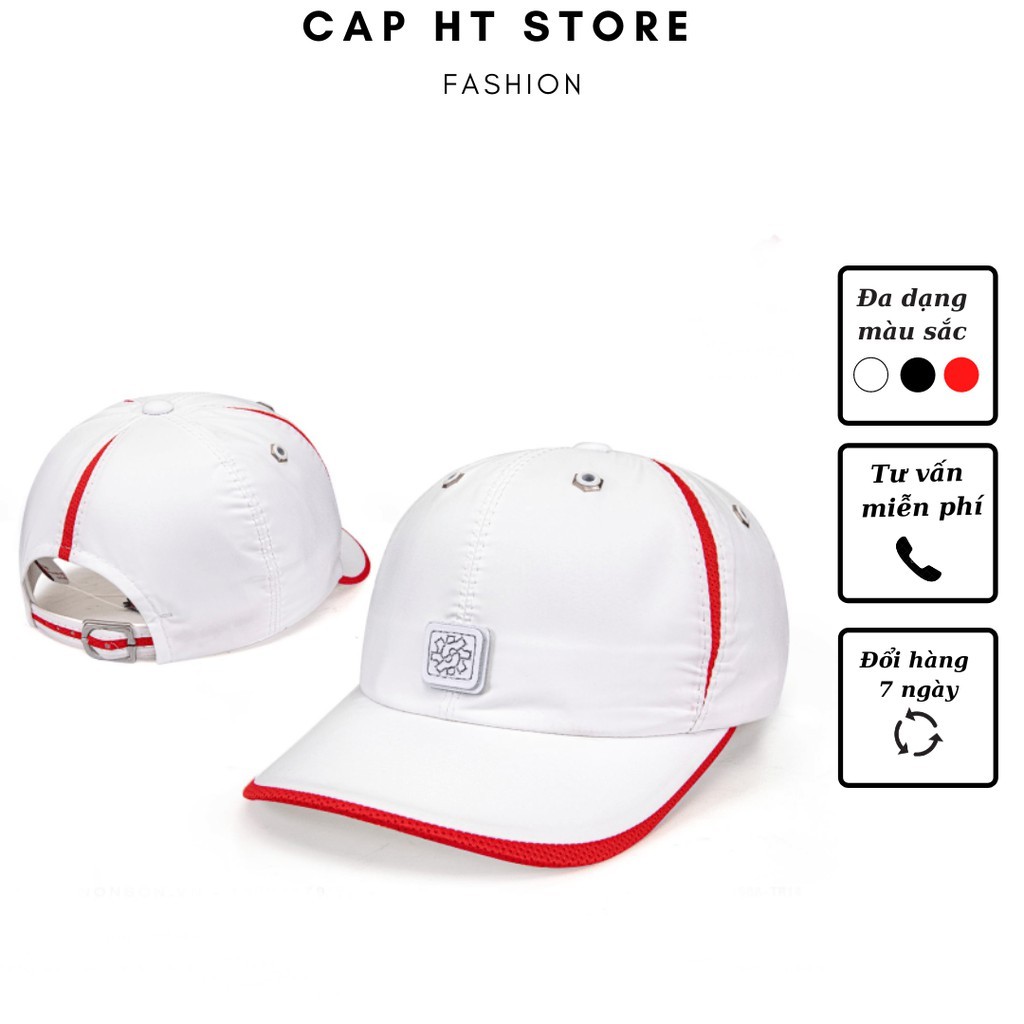 Mũ lưỡi trai CAP HT, nón kết trơn thêu logo da phối lưới dành cho nam nữ